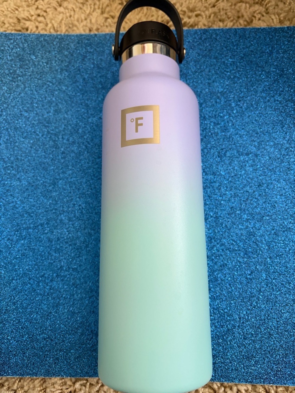 °F Ombre Stainless Water Bottle in Lavender to Mint with Gold Logo